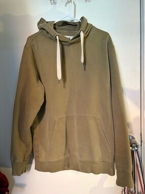 Buck Mason Men’s Garment Dyed Loopback Hoodie Olive Size M